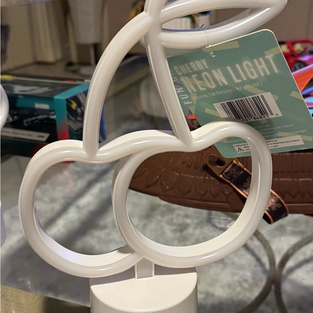 Neon Light * Cherry * Accent Light - Red & Green Plastic 10” Desktop